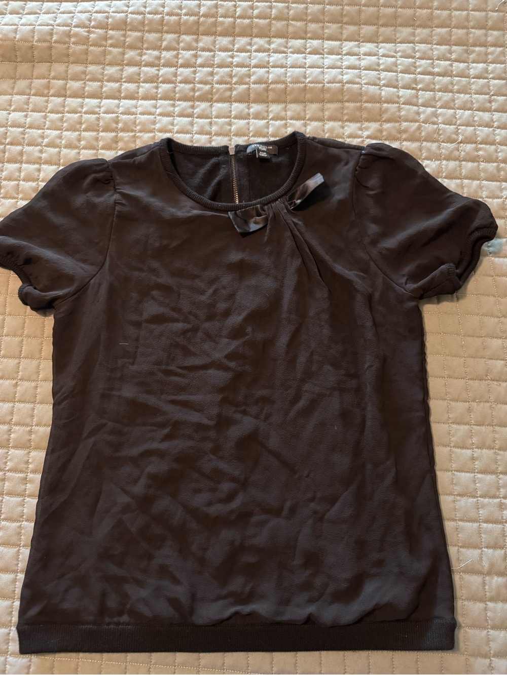 Women’s Black Short Sleeve Top with Bow Detail